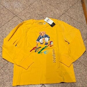 Ralph Lauren Yellow Bear Graphic Long Sleeve Boys 10-12